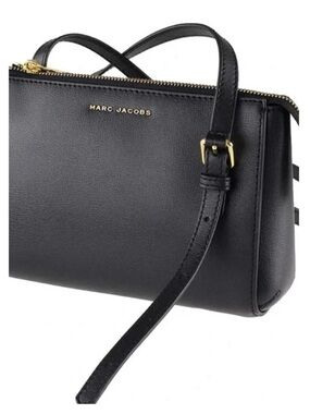 Marc Jacobs Black Leather Satchel with Gold Hardware